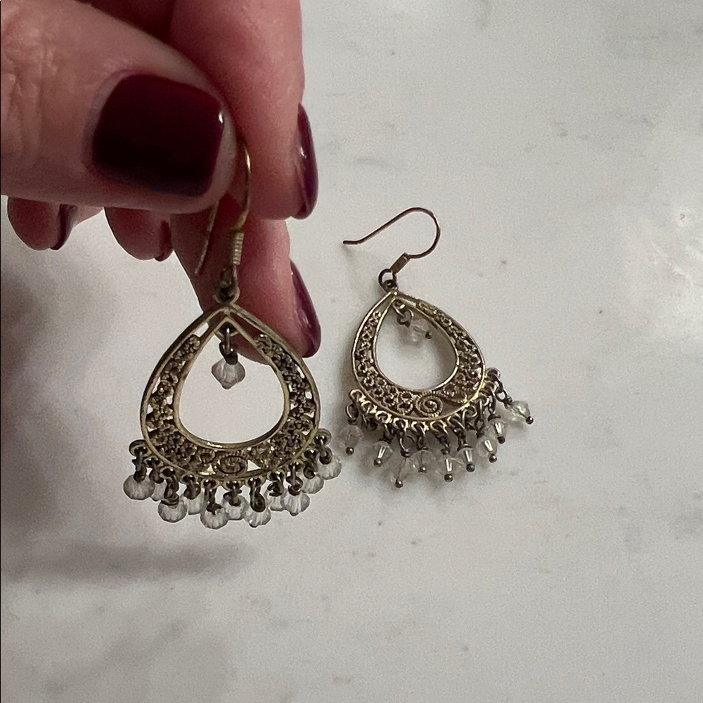 Elegant Gold and Silver Dangle Earrings
